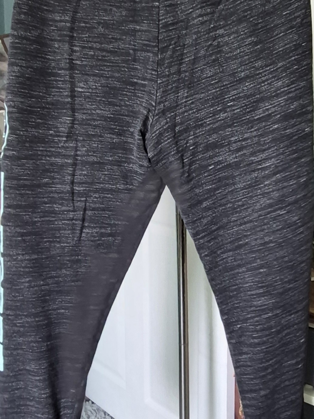 PINK Victoria's Secret Sz L Heather Black Jogger Bottoms with Aqua Logo - Picture 5 of 7